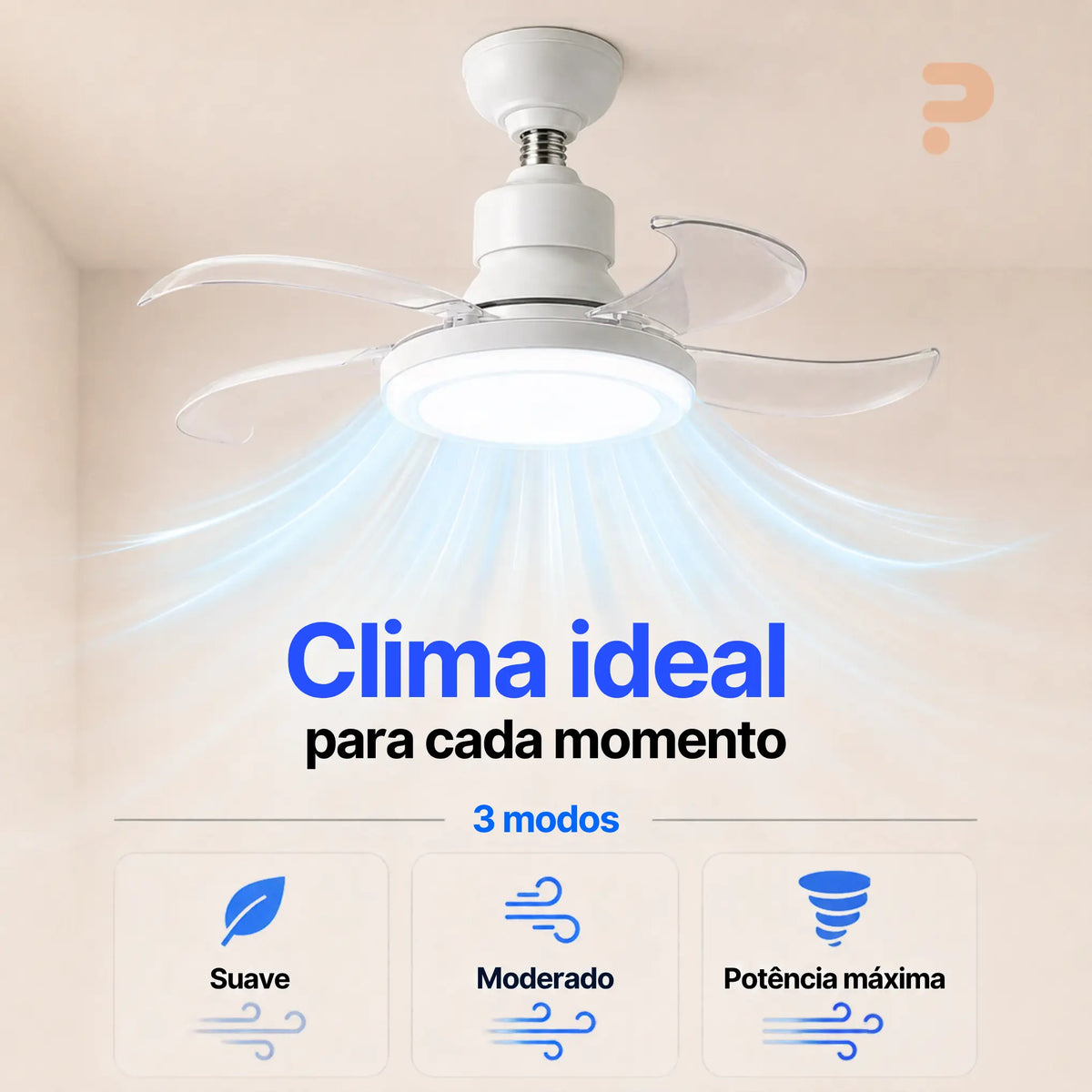 Super Ventilador TORNADO 360® + Lâmpada Smart Led + FRETE GRÁTIS